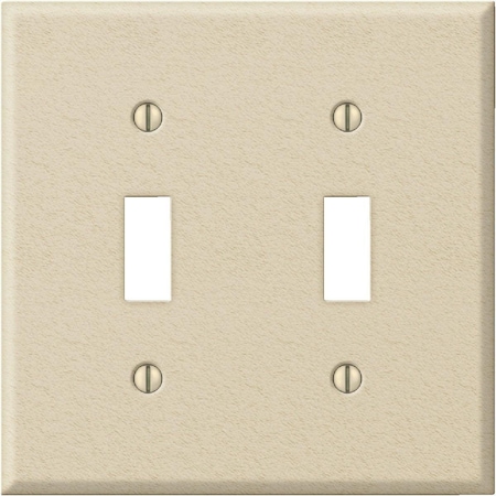 Amerelle PRO 2-Gang Stamped Steel Toggle Switch Wall Plate, Ivory Wrinkle C982TTIV
